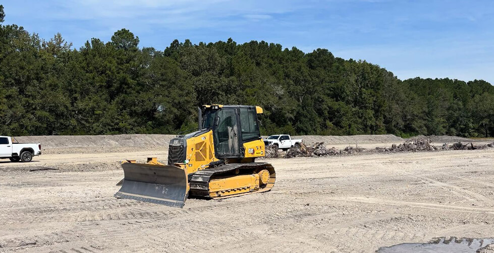 Preparing construction site with grading and excavation